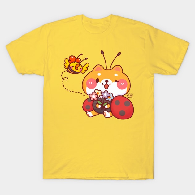 Cute Shiba Ladybug T-Shirt by Nas.ArtSpace